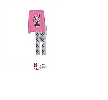 Pijama pentru fete, cu mânecă lungă, gri-roz, Minnie Mouse, Disney