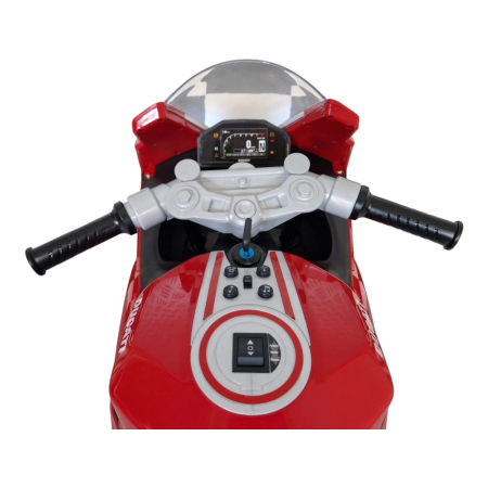 Motocicletă electrică cu licență Ducati Panigale, pentru o persoană, Multicolor, 12V, Sunete/Muzică, Lumini, Roți laterale, 108x43x68 cm [7]