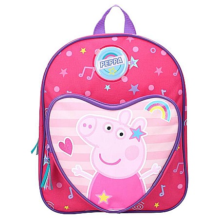 Ghiozdane și Rucsacuri - Rucsac multicolor cu 2 compartimente, 30x25x11 cm, Music and Dance, Peppa Pig