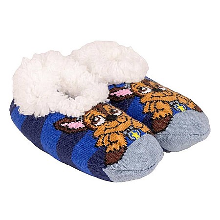Copii - Botoșei de casă pentru copii, material textil, talpă antiderapantă, albastru, Paw Patrol