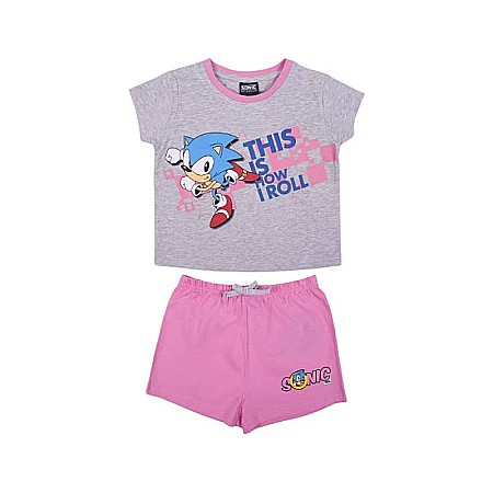 Copii - Pijama copii, cu mânecă scurtă, 100% bumbac, multicolor, Sonic