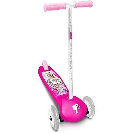 Trotinete - Trotinetă intuitivă cu 3 roți, multicolor, mânere confortabile, platformă antiderapantă, roți acoperite cu material PVC, frână posterioară cu piciorul, Barbie