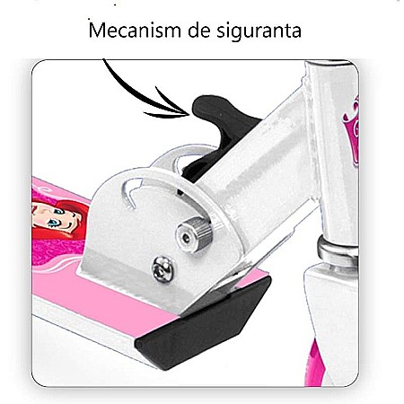 Trotinetă pliabilă cu 2 roți 3 ani +, multicolor, ghidon ajustabil, mânere pliabile, platformă antiderapantă, frână posterioară cu piciorul, Princess, Disney [4]