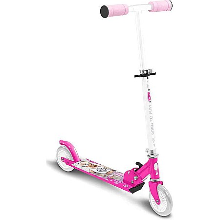 Trotinete - Trotinetă pliabilă cu 2 roți 3 ani +, multicolor, ghidon ajustabil, mânere pliabile, platformă antiderapantă, frână posterioară cu piciorul, Barbie
