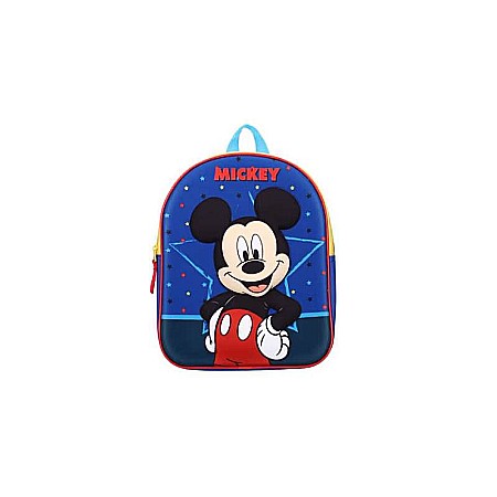 Ghiozdane și Rucsacuri - Ghiozdan poliester, 3D, Stars Mickey Mouse, albastru, 31 x 9 x 25 cm