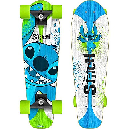 Set Skateboard Copii, 70 x 20cm, 9 straturi de arțar, placă antiderapantă, rulmenți Abec-5 și cască de protecție, multicolor, Stitch [2]