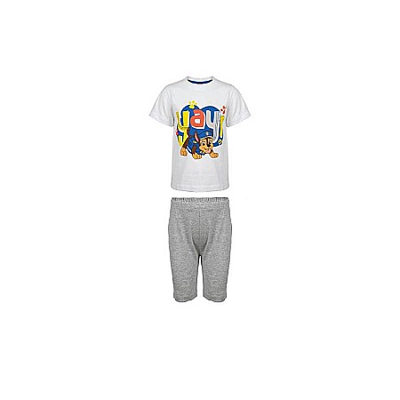Pijamale cu mânecă scurtă - Pijama copii cu mânecă scurtă, alb/gri, bumbac, YAY, Paw Patrol