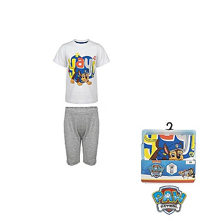 Pijama copii cu mânecă scurtă, alb/gri, bumbac, YAY, Paw Patrol [1]