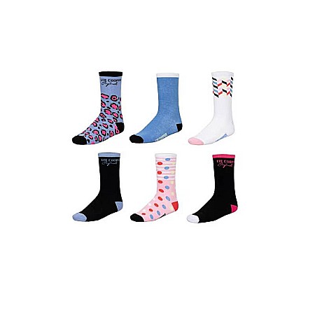 Șosete damă - Set 6 perechi șosete damă, cu logo, multicolor, Lee Cooper Originals