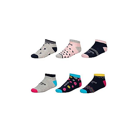 Șosete damă - Set 6 perechi șosete damă, cu logo, scurte, multicolor, Lee Cooper Originals