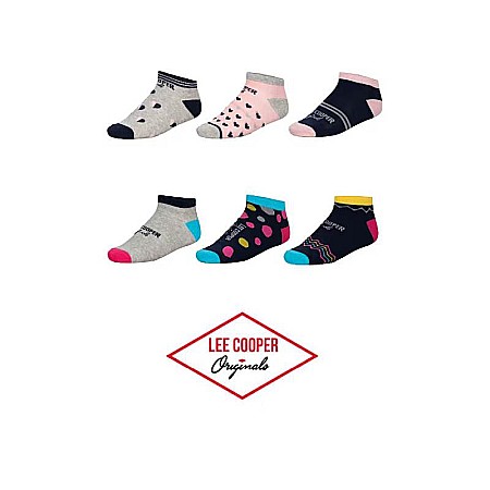 Set 6 perechi șosete damă, cu logo, scurte, multicolor, Lee Cooper Originals [1]