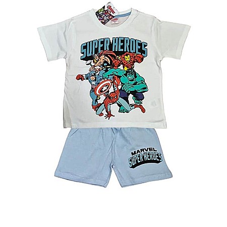 Pijamale copii cu mânecă scurtă, bumbac, multicolor, Super Heroes, Avengers [3]