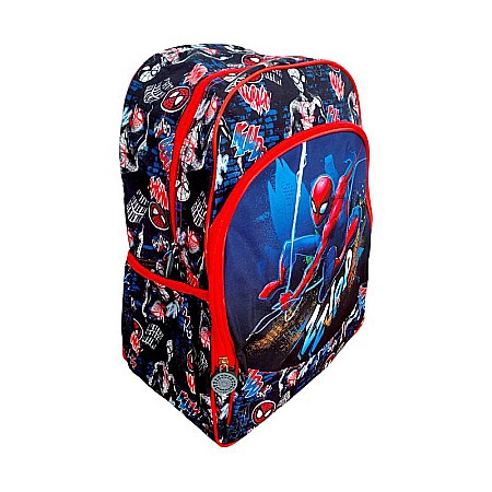 Ghiozdane și Rucsacuri - Ghiozdan ergonomic, cu două compartimente și două buzunare laterale, 40x30x15 cm, bretele ajustabile și întărite, multicolor, Spiderman