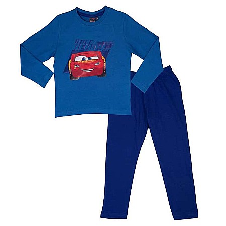 Pijamale copii - Pijama copii, cu mânecă lungă, 100% bumbac, albastru, Smile, Cars