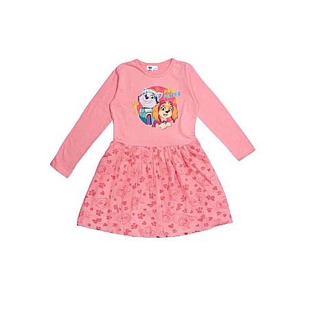 Rochițe fetițe - Rochie fete, 100% bumbac, roz, Smile, Paw Patrol