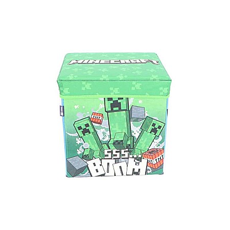 Taburet Pliabil cu Spațiu de Depozitare, Tip Cutie, Multicolor, Sarcină Maximă 80 kg, 30x30x30 cm, Minecraft [1]