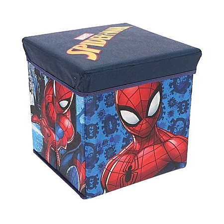 Mobilier - Taburet Pliabil cu Spațiu de Depozitare, Tip Cutie, Multicolor, Sarcină Maximă 80 kg, 30x30x30 cm, Spiderman