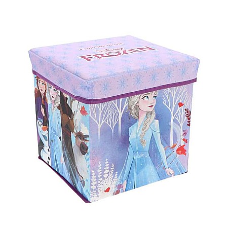 Mobilier - Taburet Pliabil cu Spațiu de Depozitare, Tip Cutie, Multicolor, Sarcină Maximă 80 kg, 30x30x30 cm, Frozen Disney