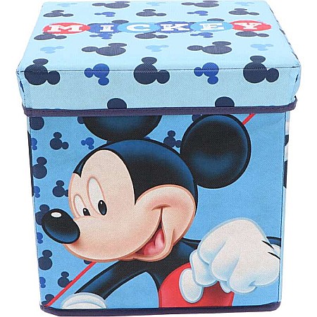 Mobilier - Taburet Pliabil cu Spațiu de Depozitare, Tip Cutie, Multicolor, Sarcină Maximă 80 kg, 30x30x30 cm, Mickey Mouse