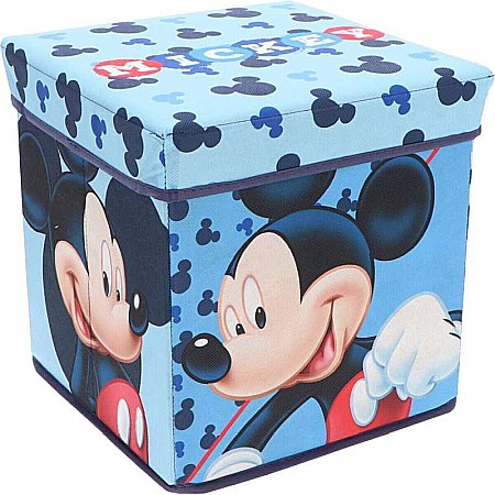 Taburet Pliabil cu Spațiu de Depozitare, Tip Cutie, Multicolor, Sarcină Maximă 80 kg, 30x30x30 cm, Mickey Mouse [1]