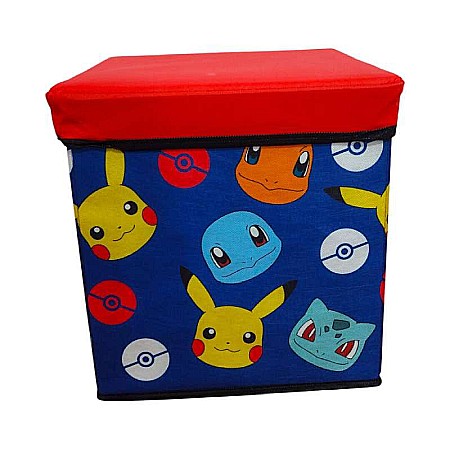 Mobilier - Taburet Pliabil cu Spațiu de Depozitare, Tip Cutie, Multicolor, Sarcină Maximă 80 kg, 30x30x30 cm, Pokemon