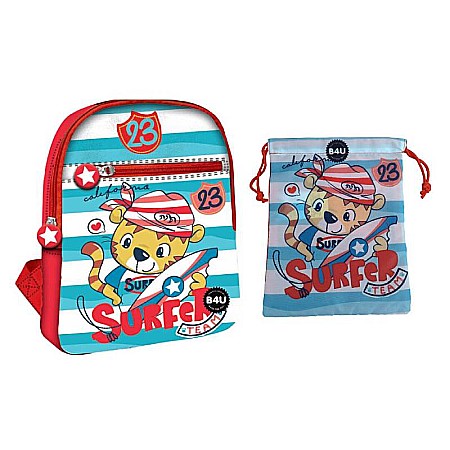 Accesorii școlare - Set ghiozdan cu un compartiment principal și buzunar, 29x24x10 cm și săculeț sport 25x20 cm, Homio bretele ajustabile și întărite, multicolor