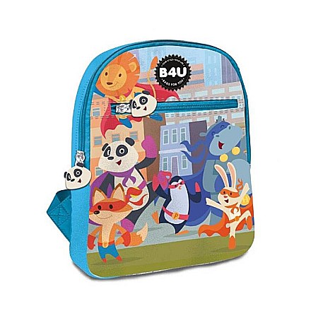 Accesorii școlare - Ghiozdan cu un compartiment principal și buzunar, Homio, 29x24x10 cm, bretele ajustabile și întărite, multicolor Superanimals