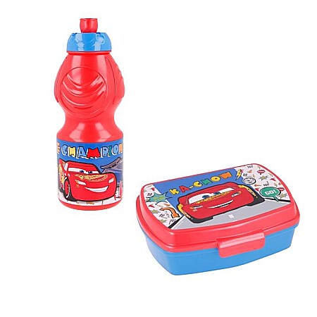 Copii - Set cutie sandwich și sticlă pentru lichide, 400 ml, fără BPA, multicolor, Cars
