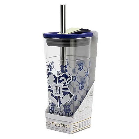 Adulți - Pahar plastic tip Tumnler, cu pai inox și capac, 540 ml, Harry Potter