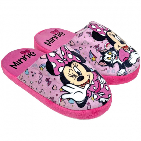 Papuci și botoșei copii - Papuci fetite, plusati, multicolor, talpa antiderapanta, marimea 34, Minnie Mouse