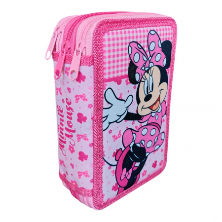 Penare - Penar cu 3 compartimente, echipat, 45 piese, multicolor, Minnie Mouse