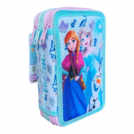 Penare - Penar cu 3 compartimente, echipat, 45 piese, multicolor, Frozen