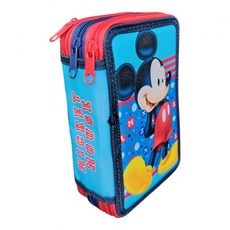 Penare - Penar cu 3 compartimente, echipat, 45 piese, multicolor, Mickey Mouse