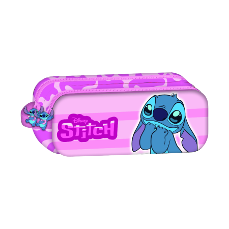 Penare - Penar cu două compartimente 23x10x6 cm, roz, Happy, Stitch
