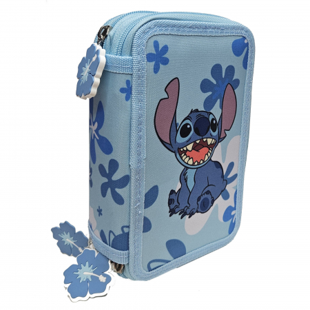 Penare - Penar cu trei compartimente, echipat, 43 piese, multicolor, Happy, Stitch