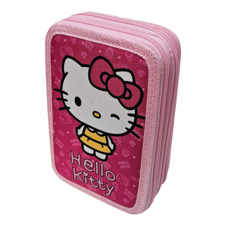 Accesorii școlare - Penar cu trei compartimente, echipat, multicolor, My Style, Hello Kitty