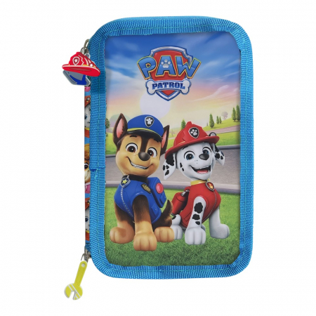 Accesorii școlare - Penar cu trei compartimente, echipat, 43 piese, multicolor, Paw Patrol