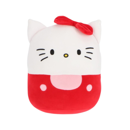 Textile - Pernă din pluș super moale, squishy, pentru copii, roșu, 32 cm, Happy, Hello Kitty