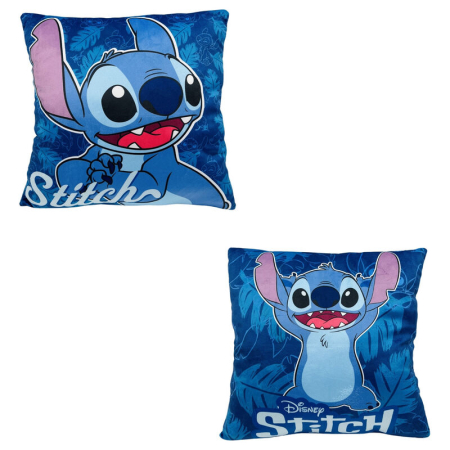 Perne decorative - Pernă pentru copii cu două fețe, 38x38 cm, albastru, Fun, Stitch, Disney