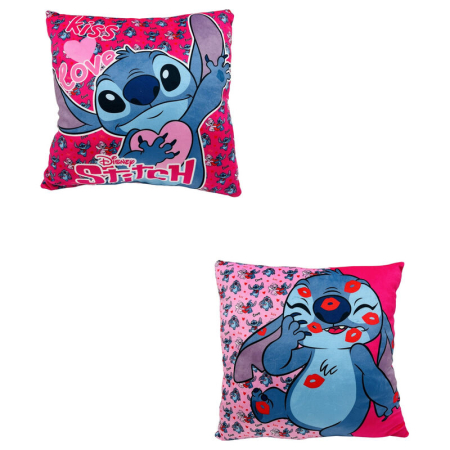 Pernă pentru copii cu două fețe, 38x38 cm, roz, Fun, Stitch, Disney