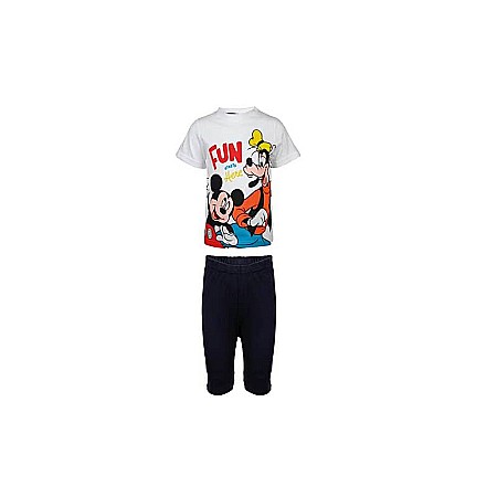Pijamale cu mânecă scurtă - Pijama copii, cu mânecă scurtă, 100% bumbac, alb/albastru, Mickey Mouse, Disney, spi220