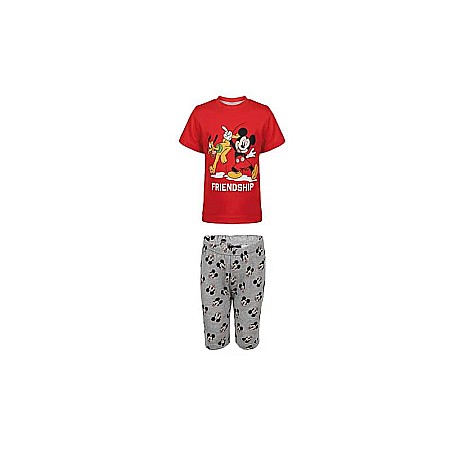 Pijamale cu mânecă scurtă - Pijama copii, cu mânecă scurtă, 100% bumbac, roșu/gri, Mickey Mouse, Disney, spi220