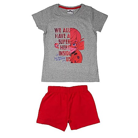 Pijamale cu mânecă scurtă - Pijama copii, cu mânecă scurtă, roșu, Miraculous, Ladybug