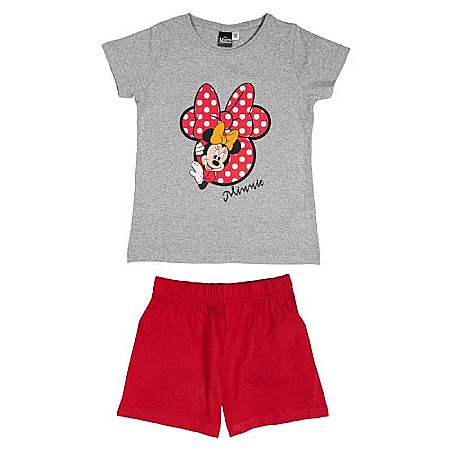 Pijamale cu mânecă scurtă - Pijama copii, cu mânecă scurtă, roșu/gri, Minnie Mouse, Disney