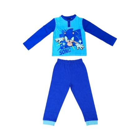 Pijamale maneca lunga - Pijamale copii, 100% bumbac, albastru, Hero, Sonic