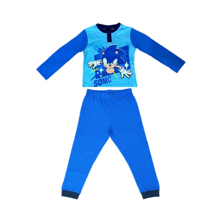 Pijamale maneca lunga - Pijamale copii, 100% bumbac, albastru, Hero, Sonic, The Hedgehog