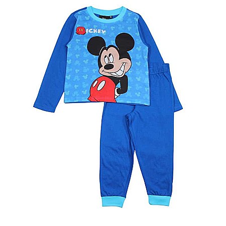 Copii - Pijamale copii cu mânecă lungă, 100% bumbac, albastru, Smile, Mickey Mouse