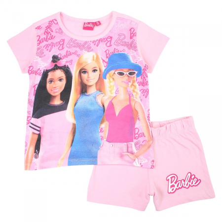 Copii - Pijamale copii cu maneca scurta, 100% bumbac, multicolor, Happy Days, Barbie