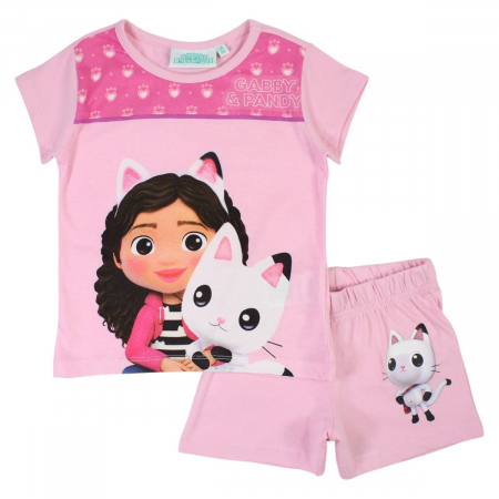 Copii - Pijamale copii cu maneca scurta, 100% bumbac, multicolor, Happy Days, Gabby's Dollhouse