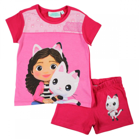 Copii - Pijamale copii cu maneca scurta, 100% bumbac, multicolor, Happy, Gabby's Dollhouse